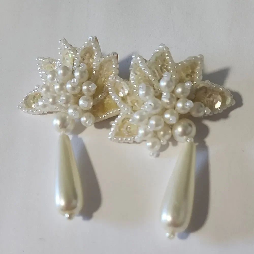 Vintage Faux Pearl DropโEarrings Beaded Cluster